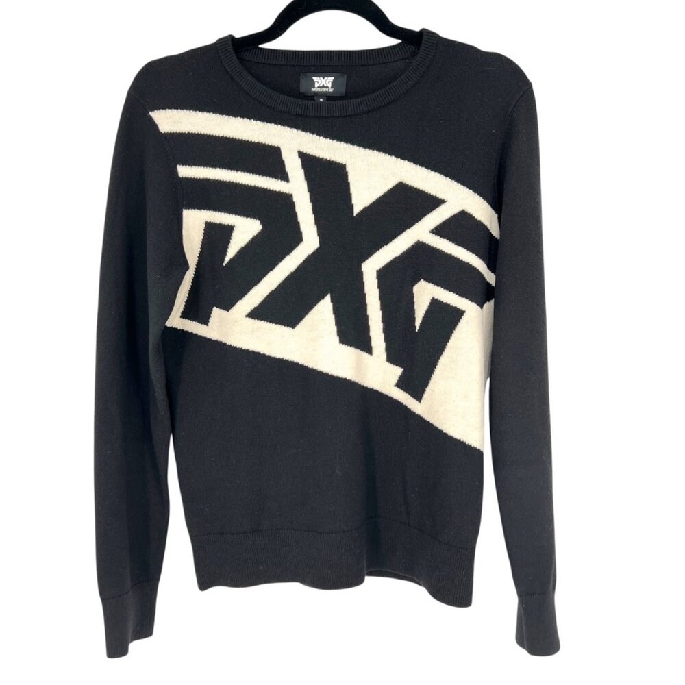 PXG Parsons Xtreme Golf Wool Blend Crewneck Logo Sweater Black White Size Medium